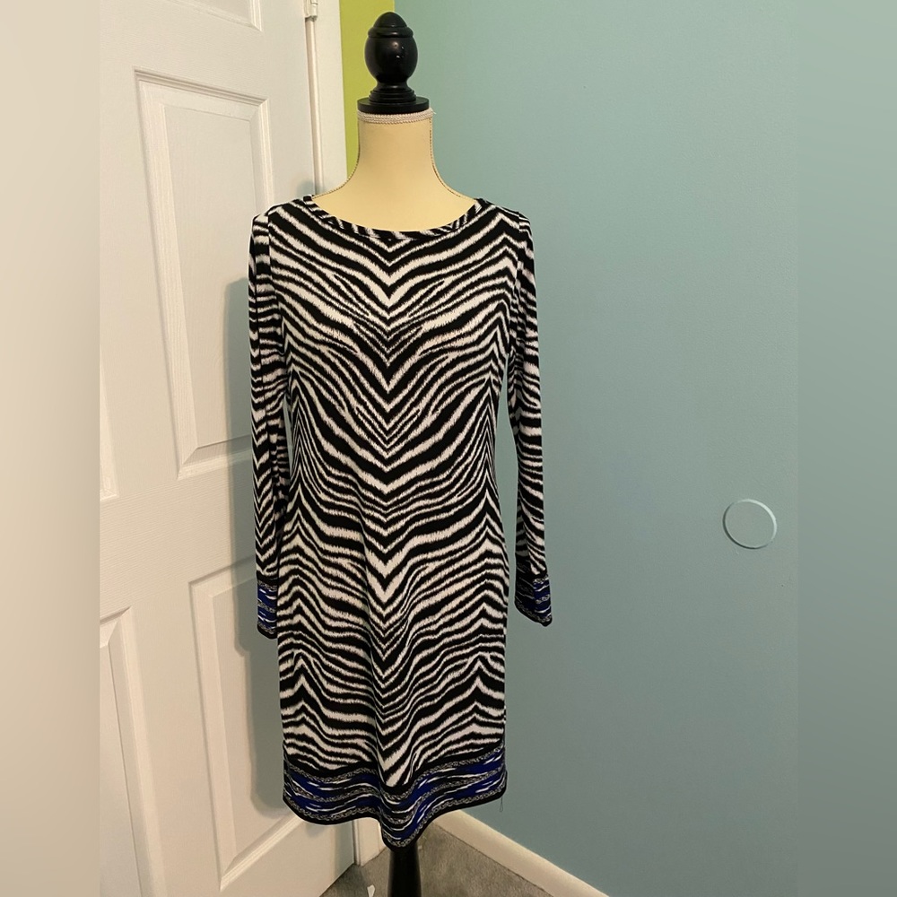 Michael Michael Kors Dresses | Michael Kors Long Sleeve (blue/black/white)Medium